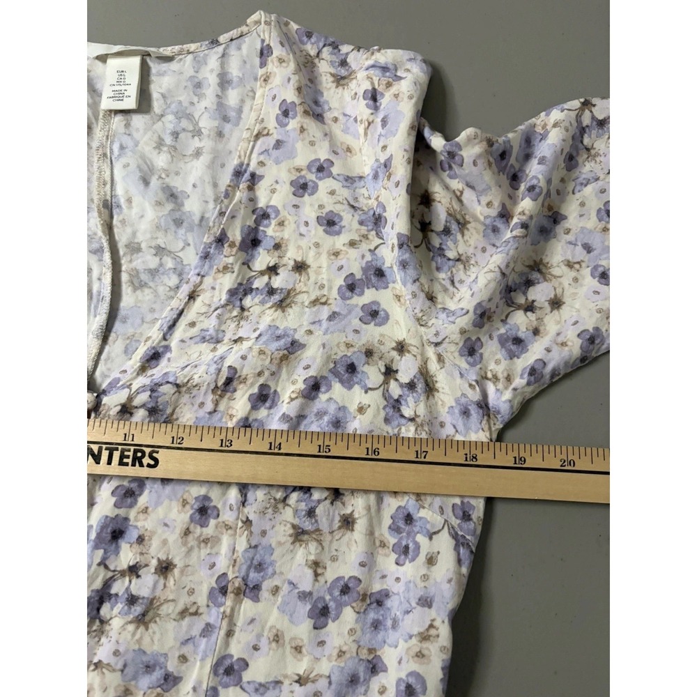 H&M Cottagecore Floral Dress Size Large Lavender Pastel Buttons Flowy Romantic - Picture 4 of 8
